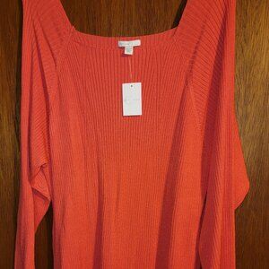 Cato Opposites Attract Cayenne Sweater 22/24 New Orange Red 3x 22 24w